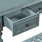 Mesa de consola minimalista azul/negro/blanco/gris, 4 cajones y 1 estante