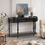 Mesa de consola minimalista azul/negro/blanco/gris, 4 cajones y 1 estante