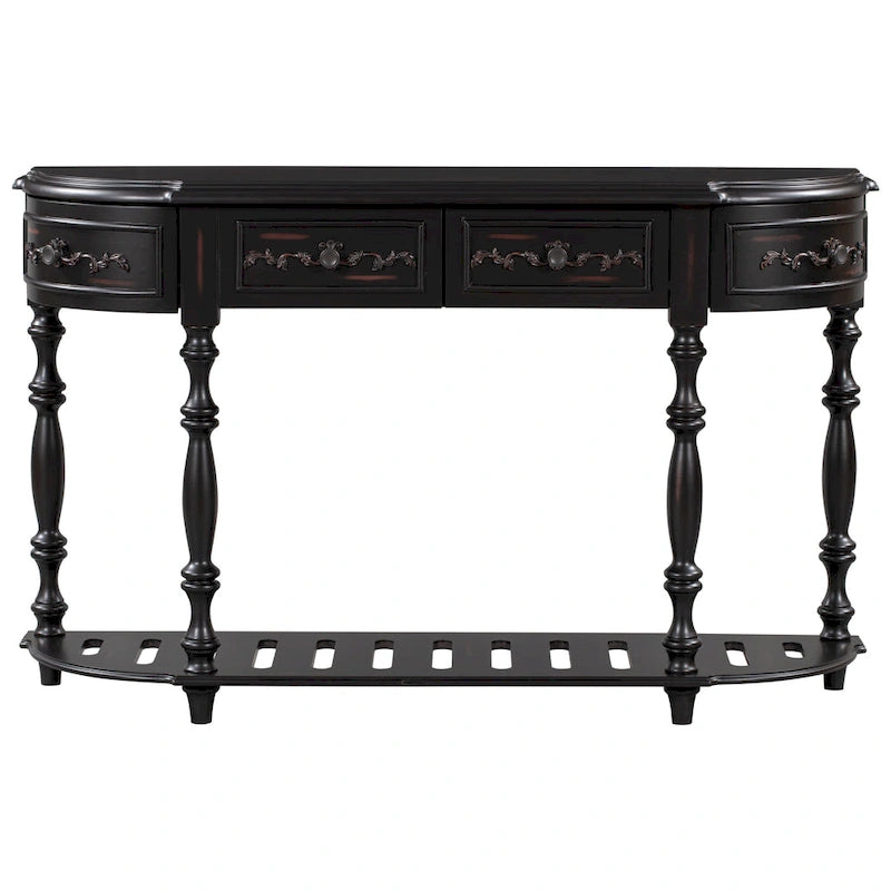 Mesa de consola minimalista azul/negro/blanco/gris, 4 cajones y 1 estante
