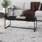 Mesa de centro rectangular de 47" – Veta negra / Roble gris envejecido / Blanco aliso | Acero y MDF modernos