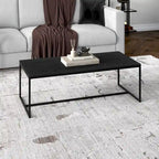 Mesa de centro rectangular de 47" – Veta negra / Roble gris envejecido / Blanco aliso | Acero y MDF modernos