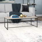 Mesa de centro rectangular de 47" – Veta negra / Roble gris envejecido / Blanco aliso | Acero y MDF modernos