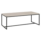 Mesa de centro rectangular de 47" – Veta negra / Roble gris envejecido / Blanco aliso | Acero y MDF modernos