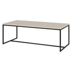 Mesa de centro rectangular de 47" – Veta negra / Roble gris envejecido / Blanco aliso | Acero y MDF modernos