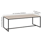 Mesa de centro rectangular de 47" – Veta negra / Roble gris envejecido / Blanco aliso | Acero y MDF modernos