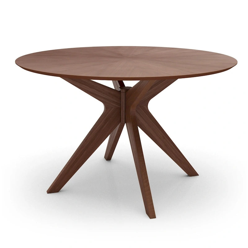 Mesa de comedor redonda de nogal / carbón / roble / tan / negro – 4 asientos