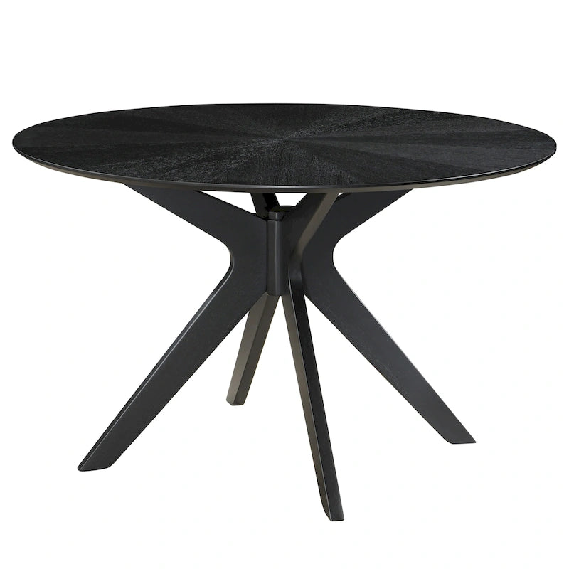 Mesa de comedor redonda de nogal / carbón / roble / tan / negro – 4 asientos