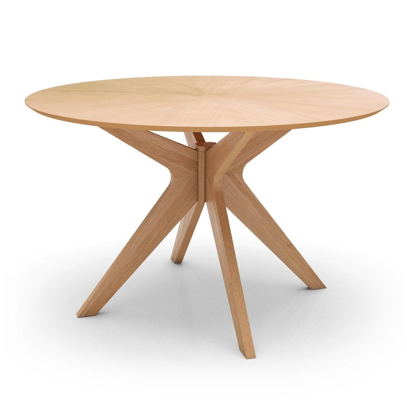 Mesa de comedor redonda de nogal / carbón / roble / tan / negro – 4 asientos