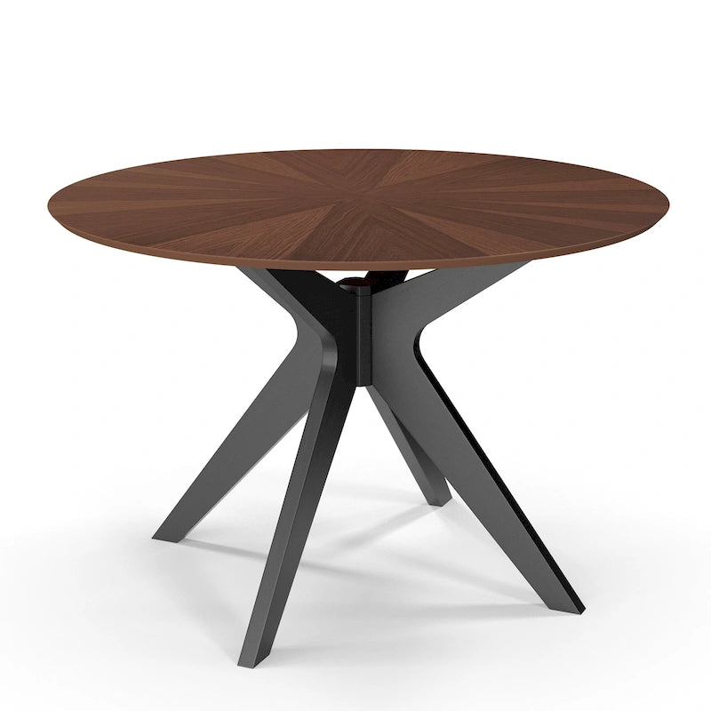 Mesa de comedor redonda de nogal / carbón / roble / tan / negro – 4 asientos