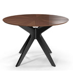 Mesa de comedor redonda de nogal / carbón / roble / tan / negro – 4 asientos