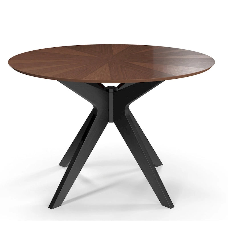Mesa de comedor redonda de nogal / carbón / roble / tan / negro – 4 asientos