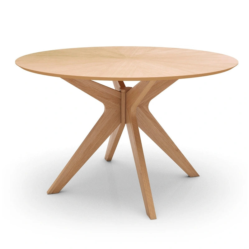 Mesa de comedor redonda de nogal / carbón / roble / tan / negro – 4 asientos