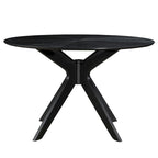 Mesa de comedor redonda de nogal / carbón / roble / tan / negro – 4 asientos