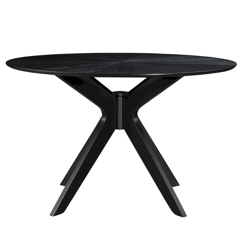 Mesa de comedor redonda de nogal / carbón / roble / tan / negro – 4 asientos