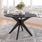 Mesa de comedor redonda de nogal / carbón / roble / tan / negro – 4 asientos