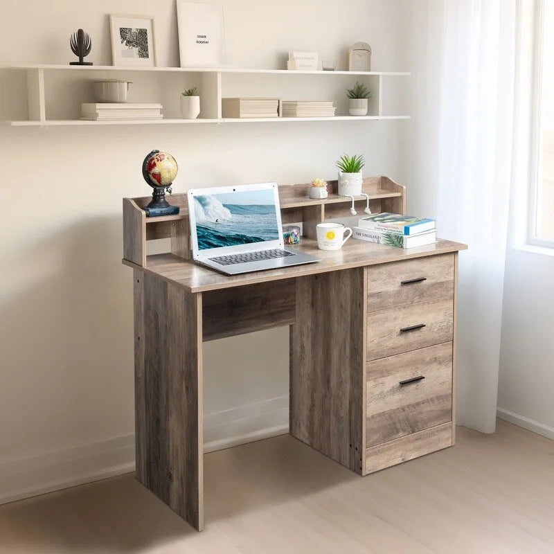 43.31 3 Drawers Wooden Computer Desk with Letter File Cabinet