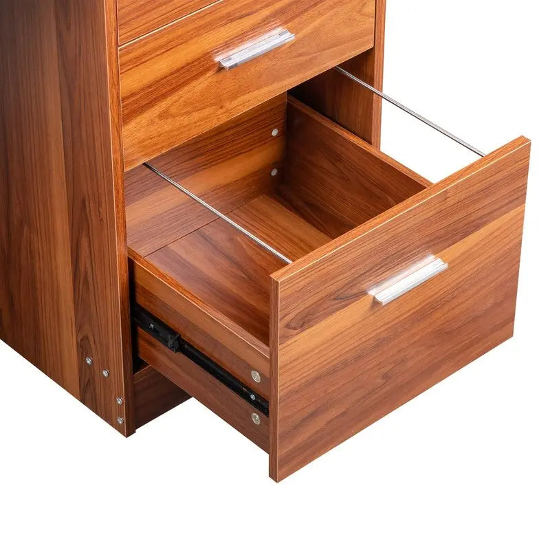 Escritorio de madera para computadora de 3 cajones con alacena – Un usuario
