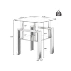 Mesa auxiliar cuadrada de cristal templado en negro/blanco/transparente, juego de 2