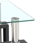 Mesa auxiliar cuadrada de cristal templado en negro/blanco/transparente, juego de 2