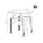 Mesa auxiliar cuadrada de cristal templado en negro/blanco/transparente, juego de 2