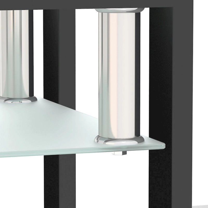 Mesa auxiliar cuadrada de cristal templado en negro/blanco/transparente, juego de 2