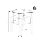 Mesa auxiliar cuadrada de cristal templado en negro/blanco/transparente, juego de 2