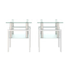Mesa auxiliar cuadrada de cristal templado en negro/blanco/transparente, juego de 2
