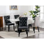 Silla de comedor de terciopelo PU blanca y rosa, con ribete de tachuelas, juego de 2