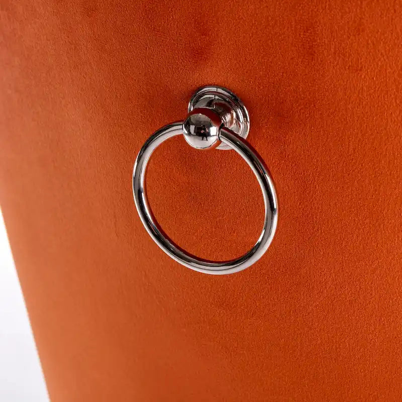 Silla de comedor de terciopelo PU blanca y rosa, con ribete de tachuelas, juego de 2
