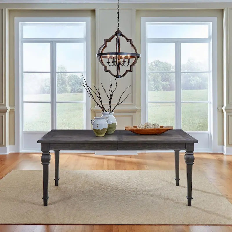 Mesa de comedor de roble marrón oscuro – Redonda/Rectangular, Capacidad para 6-10 personas