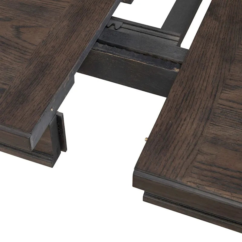 Mesa de comedor de roble marrón oscuro – Redonda/Rectangular, Capacidad para 6-10 personas