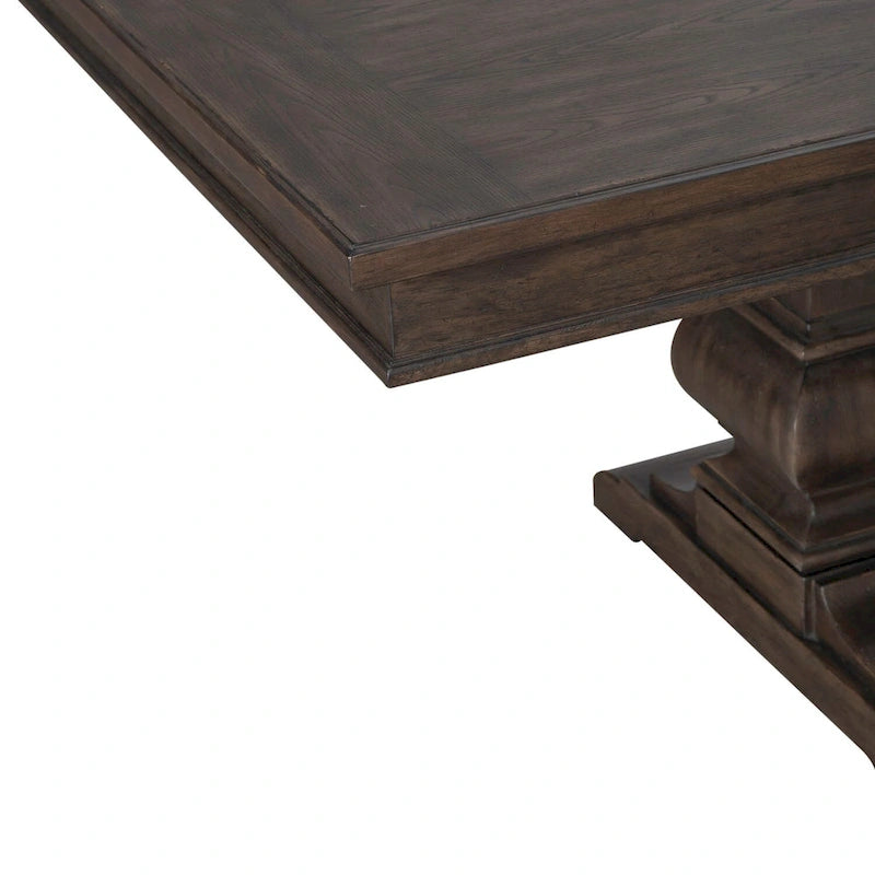 Mesa de comedor de roble marrón oscuro – Redonda/Rectangular, Capacidad para 6-10 personas