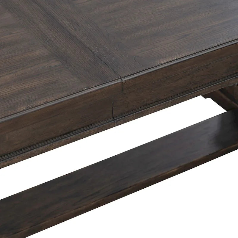 Mesa de comedor de roble marrón oscuro – Redonda/Rectangular, Capacidad para 6-10 personas