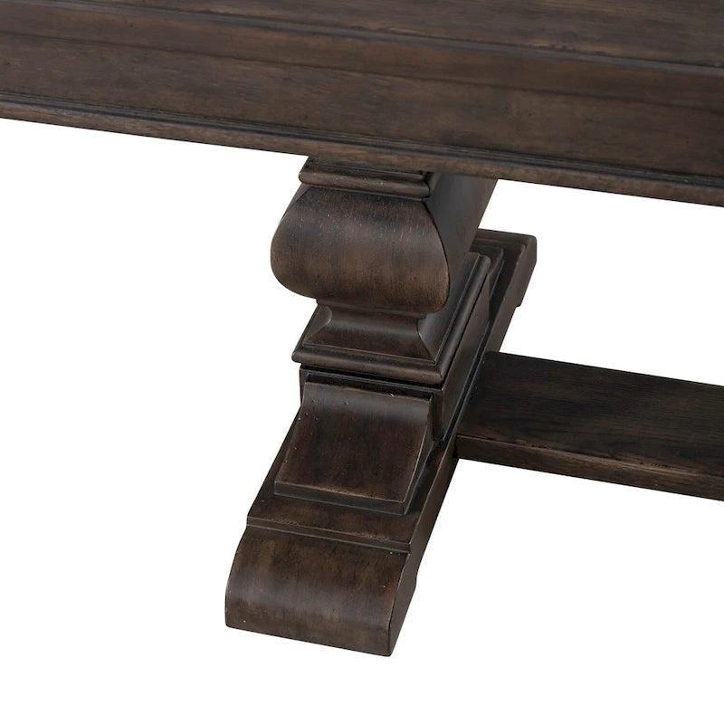 Mesa de comedor de roble marrón oscuro – Redonda/Rectangular, Capacidad para 6-10 personas