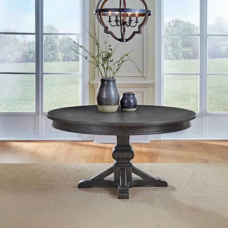 Mesa de comedor de roble marrón oscuro – Redonda/Rectangular, Capacidad para 6-10 personas
