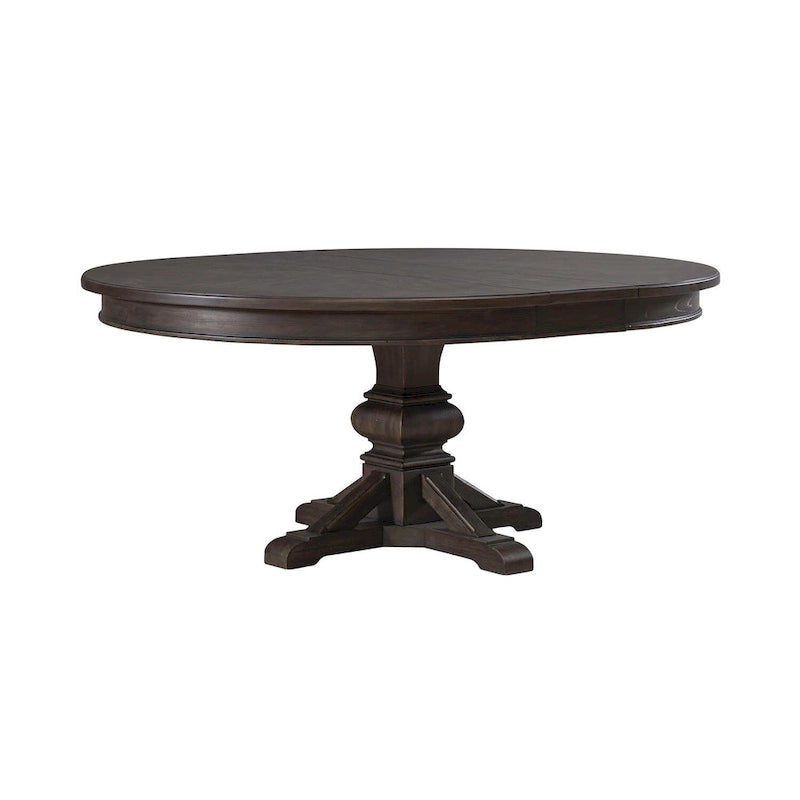 Mesa de comedor de roble marrón oscuro – Redonda/Rectangular, Capacidad para 6-10 personas