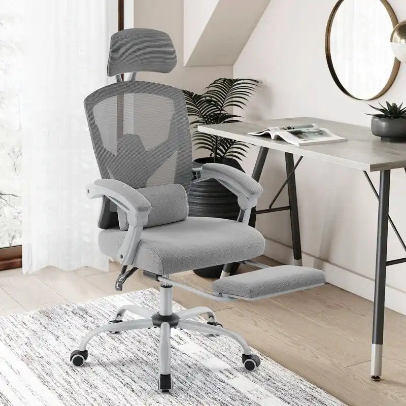 Sillón reclinable negro de respaldo alto con reposapiés, para 1 persona