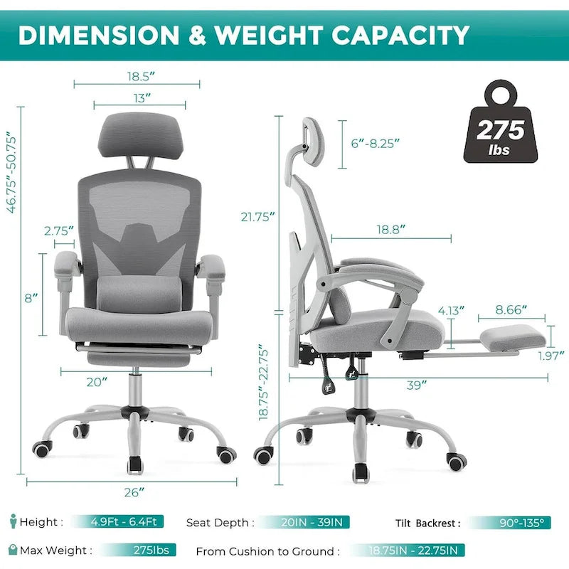 Sillón reclinable negro de respaldo alto con reposapiés, para 1 persona