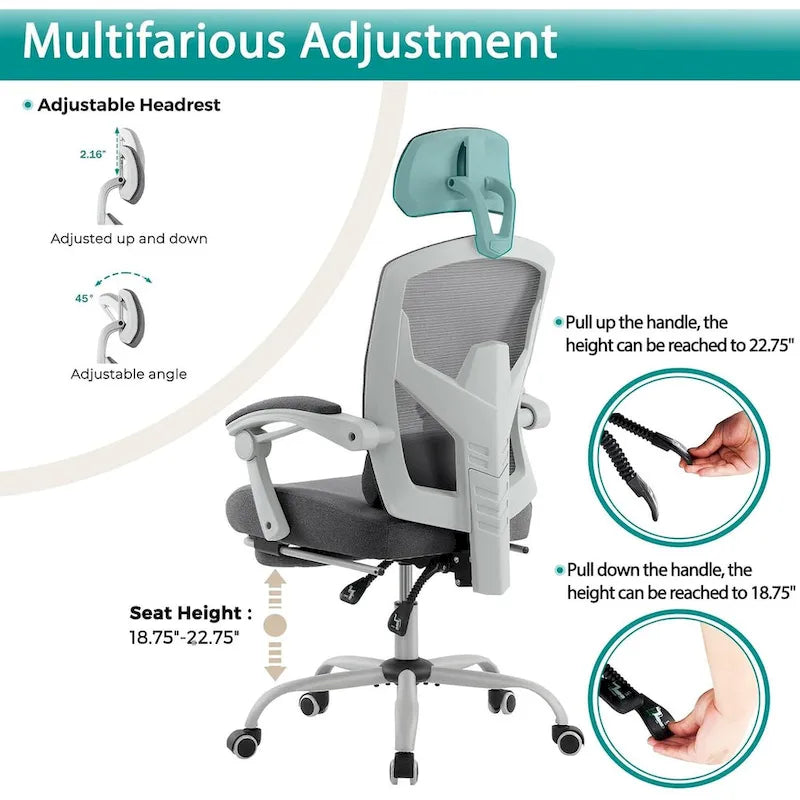 Sillón reclinable negro de respaldo alto con reposapiés, para 1 persona