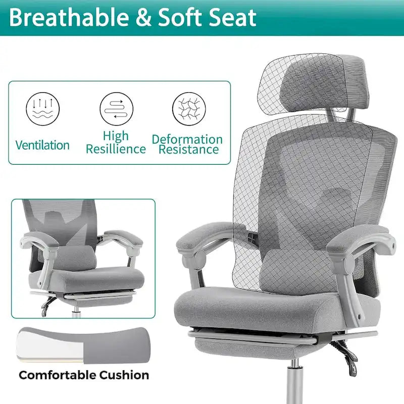 Sillón reclinable negro de respaldo alto con reposapiés, para 1 persona