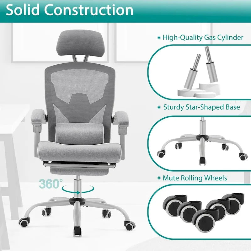 Sillón reclinable negro de respaldo alto con reposapiés, para 1 persona