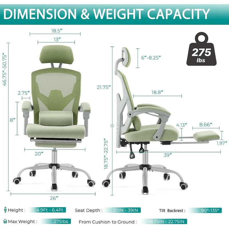 Sillón reclinable negro de respaldo alto con reposapiés, para 1 persona