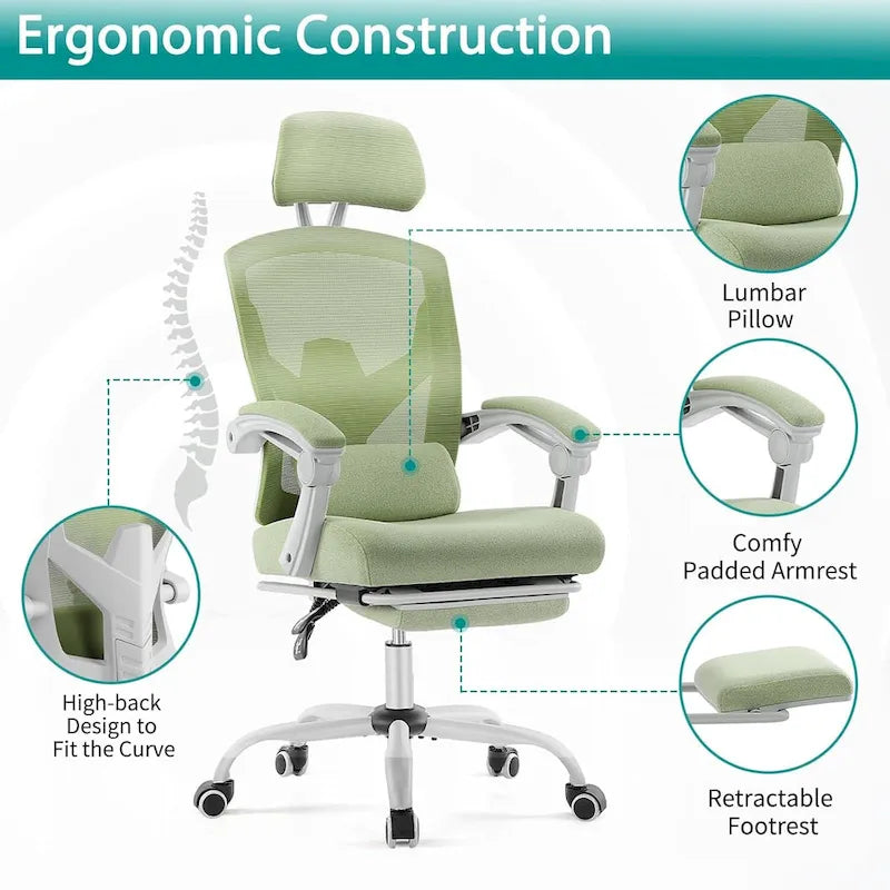 Sillón reclinable negro de respaldo alto con reposapiés, para 1 persona