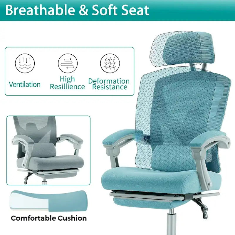 Sillón reclinable negro de respaldo alto con reposapiés, para 1 persona