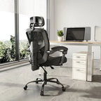 Sillón reclinable negro de respaldo alto con reposapiés, para 1 persona