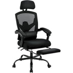 Sillón reclinable negro de respaldo alto con reposapiés, para 1 persona