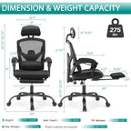 Sillón reclinable negro de respaldo alto con reposapiés, para 1 persona