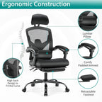 Sillón reclinable negro de respaldo alto con reposapiés, para 1 persona