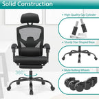 Sillón reclinable negro de respaldo alto con reposapiés, para 1 persona