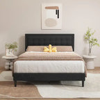 Estructura de cama tipo plataforma con capitoné de terciopelo (Negro/Blanco/Rosa/Beige) – Individual/Matrimonial/Queen/King, requiere 2 personas para el montaje